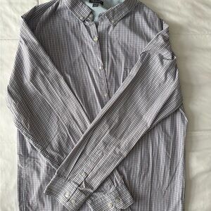 Van Heusen Men's Blue and White Checkered Button Down Shirt